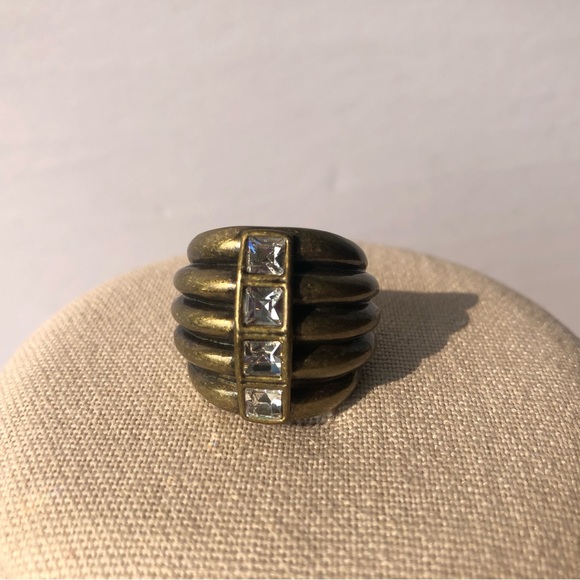 LIA SOPHIA Diverge Chunky Matte Gold Cut Crystals Ring Size 7 - Picture 8 of 9